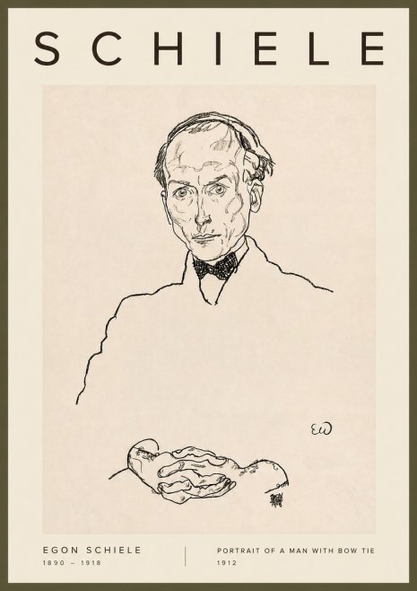Schiele Portrait of a Man with Bow Tie, 1912 No2 - Poster