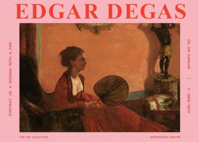 Edgar Degas Portrait of a Woman with a Fan No3 - Poster