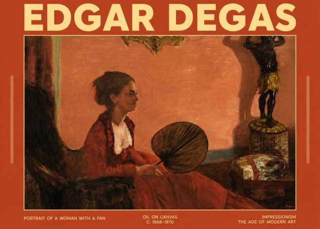 Edgar Degas Portrait of a Woman with a Fan No4 - Poster