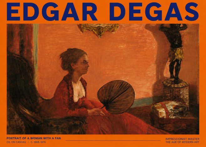 Edgar Degas Portrait of a Woman with a Fan No5 - Poster