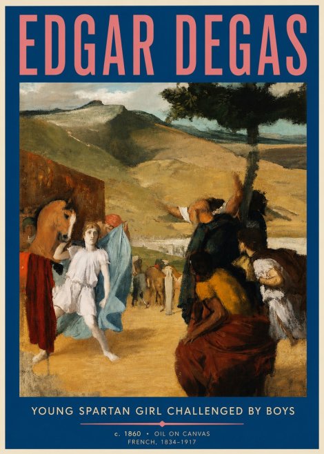 Edgar Degas Young Spartan Girl Challenged by Boys No6 - Poster