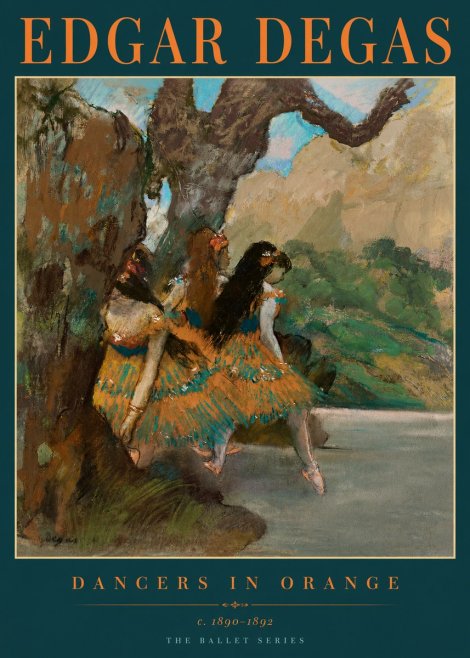 Edgar Degas Dancers in Orange No4 - Poster