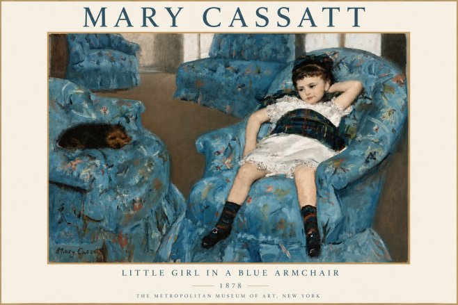 Mary Cassatt Little Girl in a Blue Armchair No5 - Poster