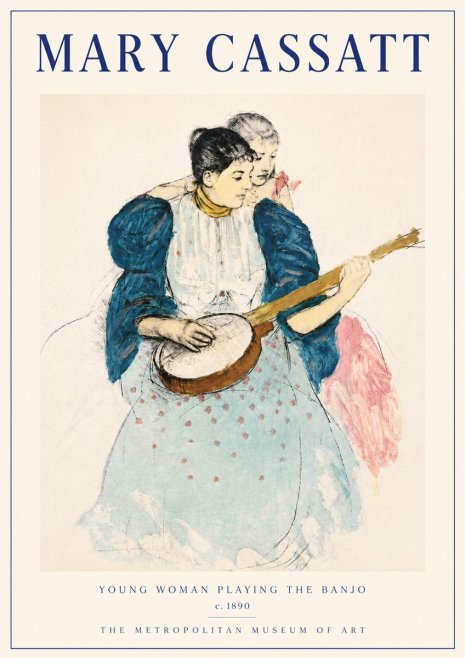 Mary Cassatt Young Woman Playing the Banjo No6 - Poster