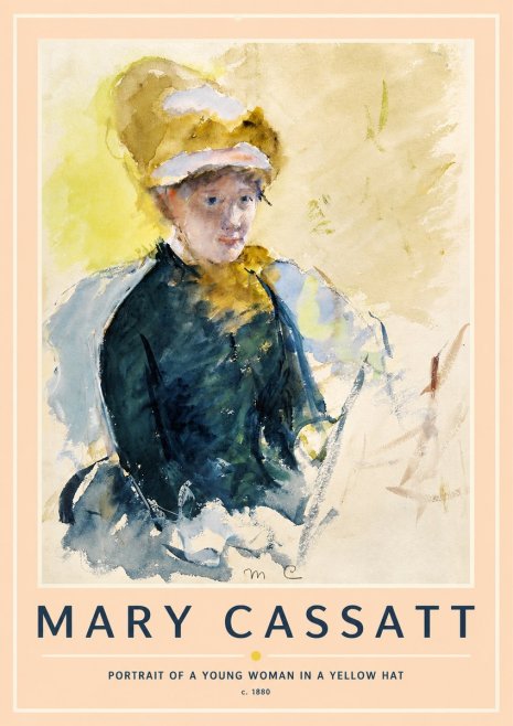 Mary Cassatt Portrait of a Young Woman in a Yellow Hat No2 - Poster