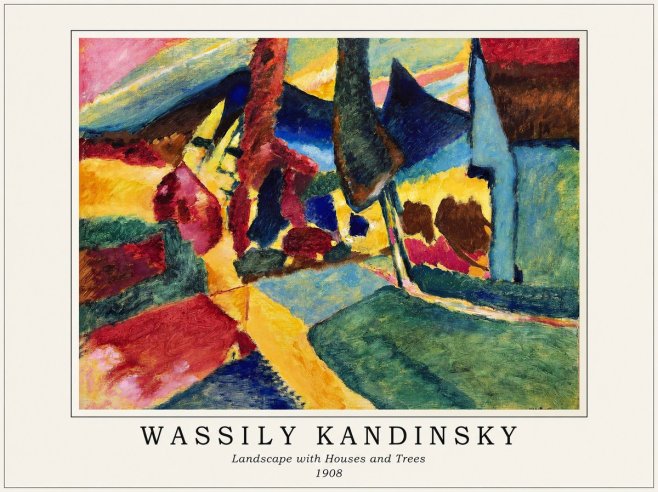 Kandinsky Landscape with Houses and Trees No1 - Poster