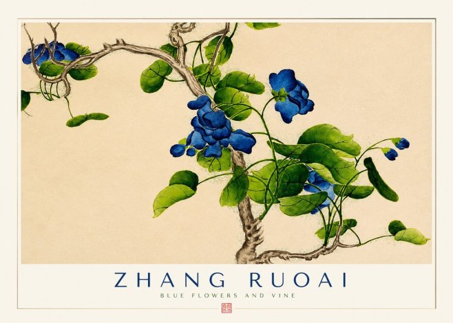 Zhang Ruoai Blue Morning Glories No2 - Poster
