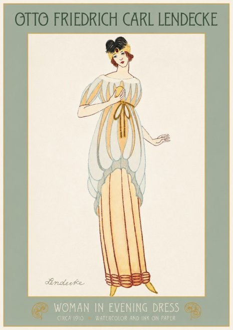 Otto Friedrich Carl Lendecke Woman in Evening Dress No2 - Poster