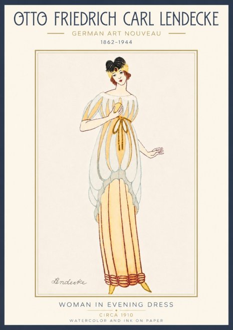 Otto Friedrich Carl Lendecke Woman in Evening Dress No4 - Poster