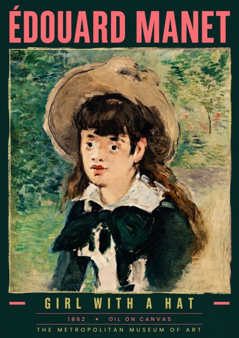 Édouard Manet Girl with a Hat No6 - Poster