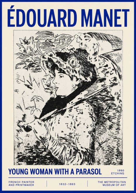 Édouard Manet Young Woman with a Parasol No4 - Poster