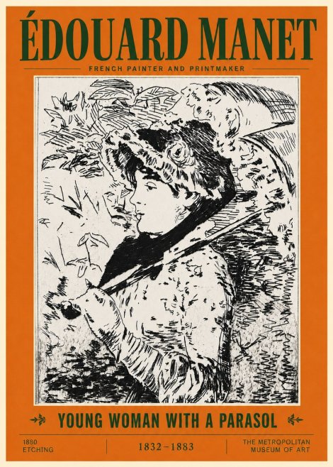 Édouard Manet Young Woman with a Parasol No5 - Poster