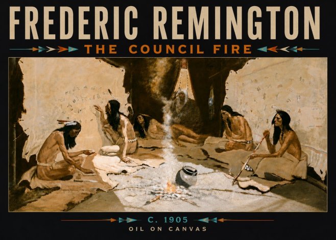 Frederic Remington The Council Fire I No6 - Poster