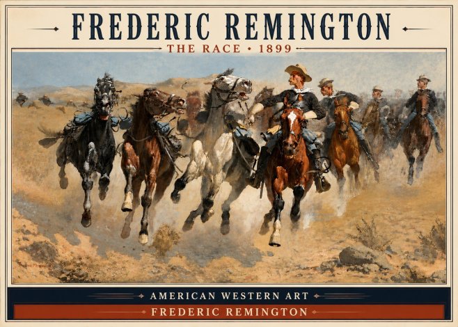 Frederic Remington The Race I No4 - Poster