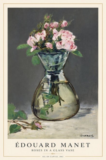 Édouard Manet Roses in a Glass Vase II No1 - Poster