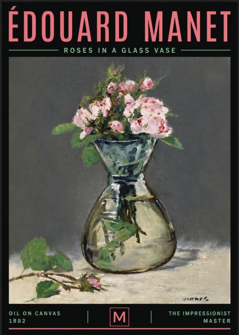 Édouard Manet Roses in a Glass Vase II No6 - Poster