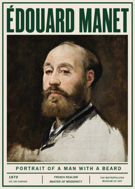 Édouard Manet Portrait of a Man with a Beard No4 - Poster