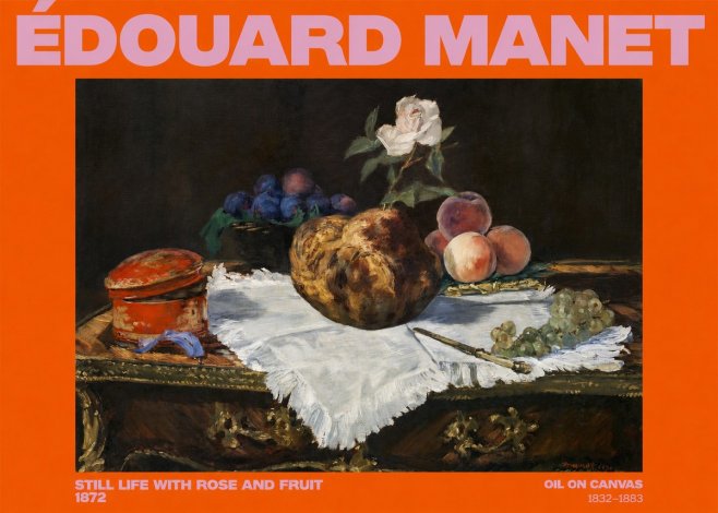 Édouard Manet Still Life with Rose and Fruit No2 - Poster