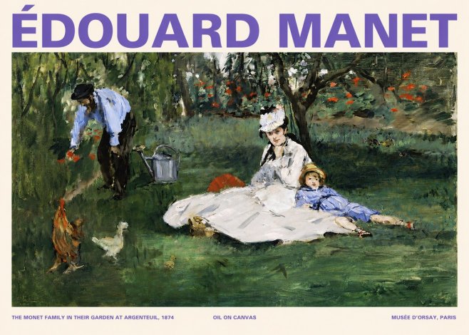 Édouard Manet The Monet Family in Their Garden at Argenteuil, 1874 No4 - Poster