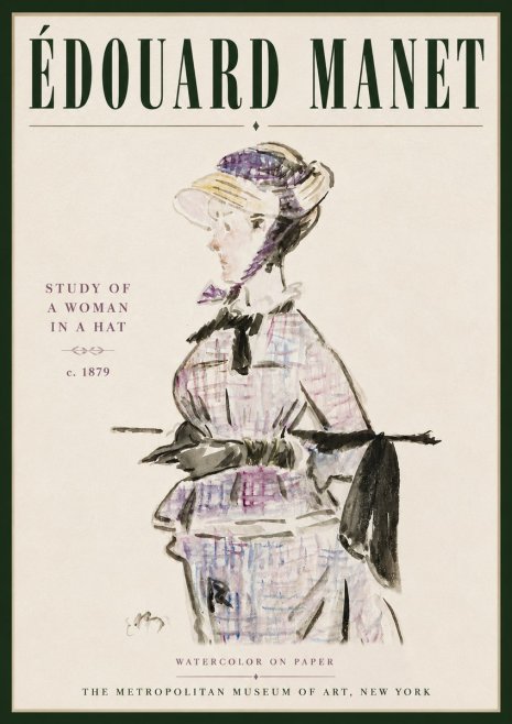 Édouard Manet Study of a Woman in a Hat No5 - Poster