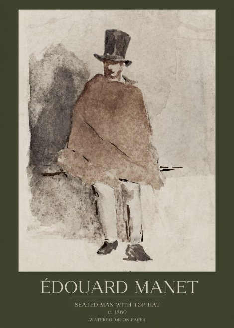 Édouard Manet Seated Man with Top Hat No1 - Poster