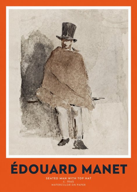 Édouard Manet Seated Man with Top Hat No2 - Poster