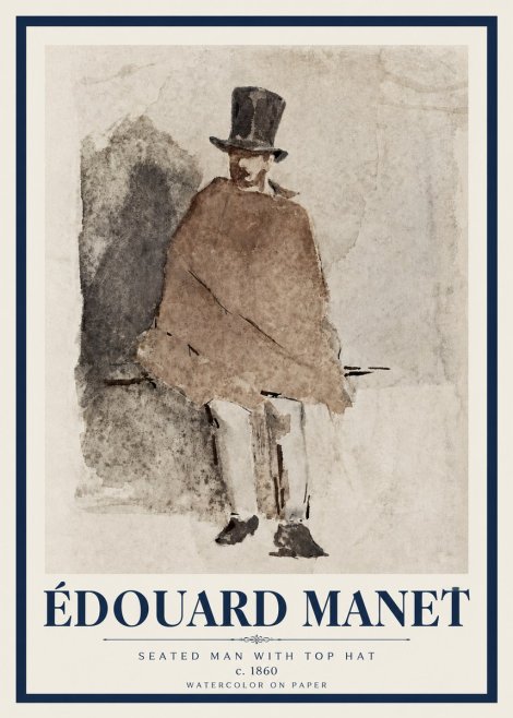 Édouard Manet Seated Man with Top Hat No3 - Poster