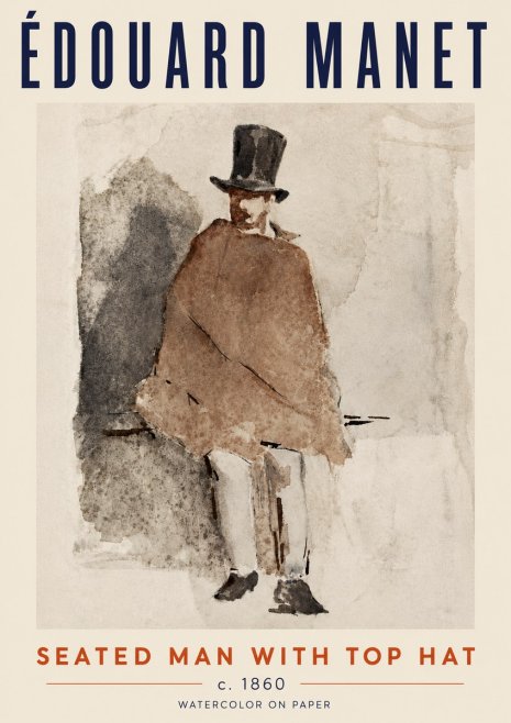 Édouard Manet Seated Man with Top Hat No5 - Poster