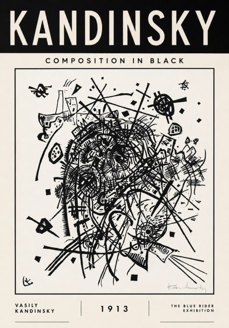 Kandinsky Composition in Black No3 - Poster