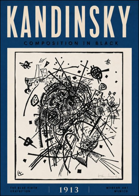 Kandinsky Composition in Black No5 - Poster