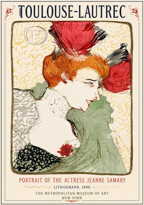 Toulouse-Lautrec Portrait of the Actress Jeanne Samary No3 - Poster