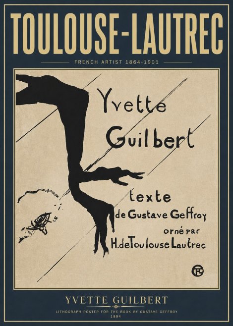Toulouse-Lautrec Yvette Guilbert No6 - Poster