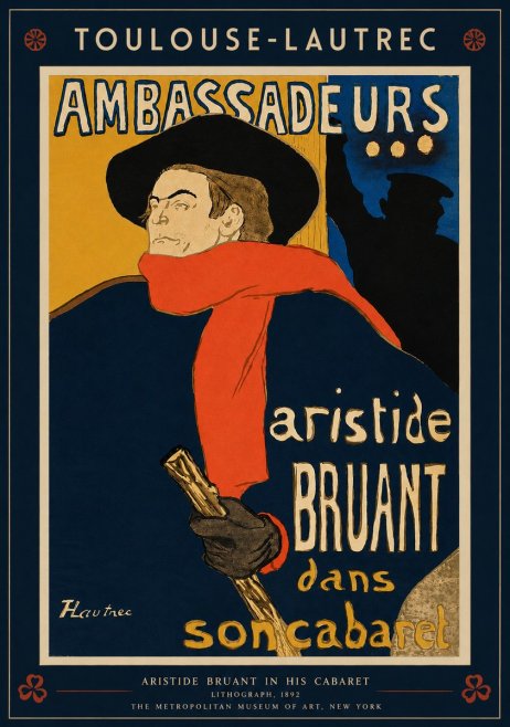 Toulouse-Lautrec Aristide Bruant in His Cabaret I No2 - Poster