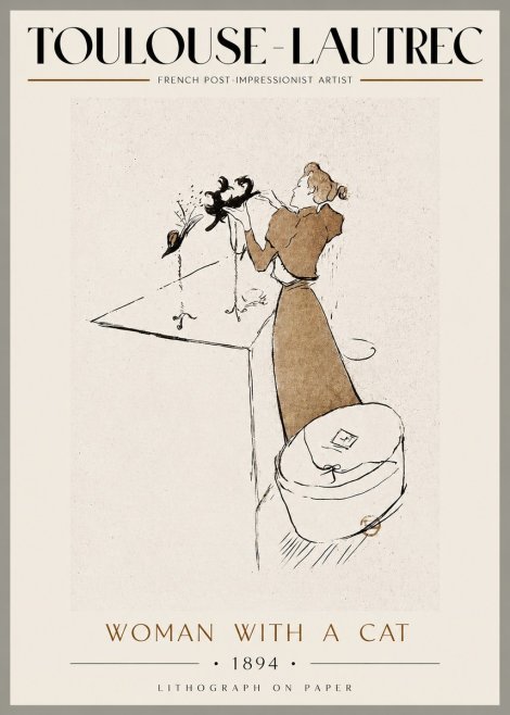 Toulouse-Lautrec Woman with a Cat No3 - Poster