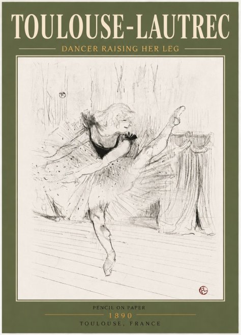Toulouse-Lautrec Dancer Raising Her Leg No5 - Poster