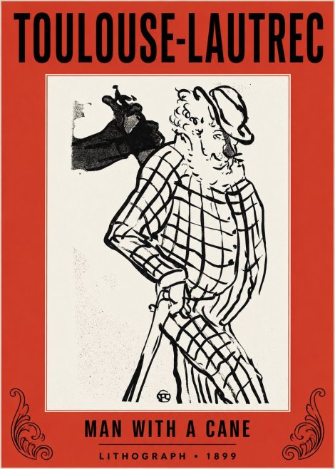 Toulouse-Lautrec Man with a Cane No2 - Poster