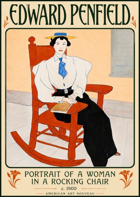 Edward Penfield Portrait of a Woman in a Rocking Chair No5 - Poster