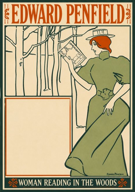 Edward Penfield Woman Reading in the Woods No4 - Poster