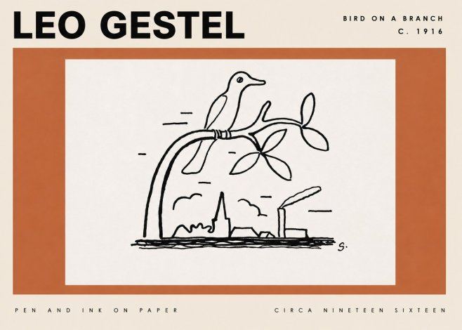 Leo Gestel Bird on a Branch No4 - Poster