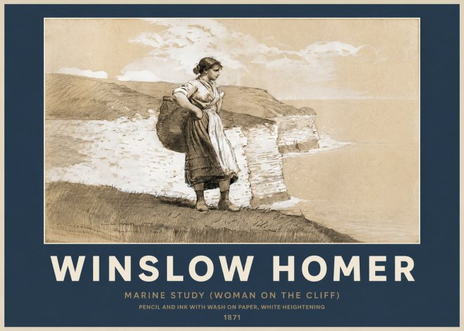 Winslow Homer Marine Study (Woman on the Cliff) No2 - Poster