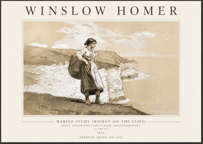 Winslow Homer Marine Study (Woman on the Cliff) No3 - Poster