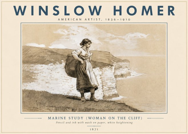 Winslow Homer Marine Study (Woman on the Cliff) No6 - Poster