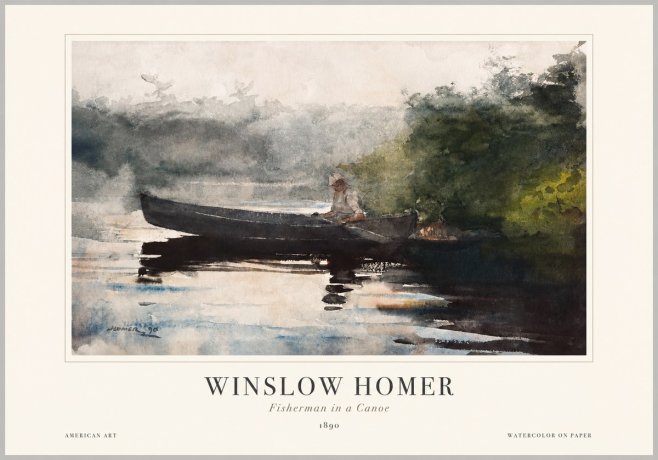 Winslow Homer Fisherman in a Canoe No1 - Poster