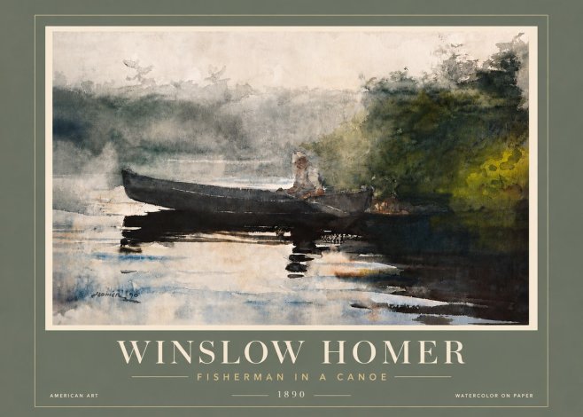 Winslow Homer Fisherman in a Canoe No6 - Poster