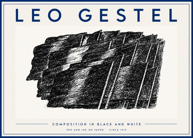 Leo Gestel Composition in Black and White No5 - Poster