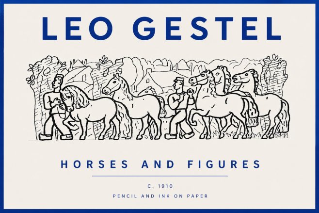 Leo Gestel Horses and Figures No5 - Poster