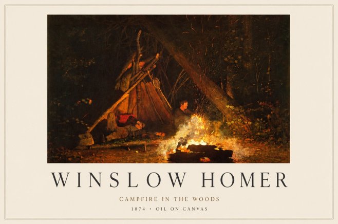 Winslow Homer Campfire in the Woods No1 - Poster