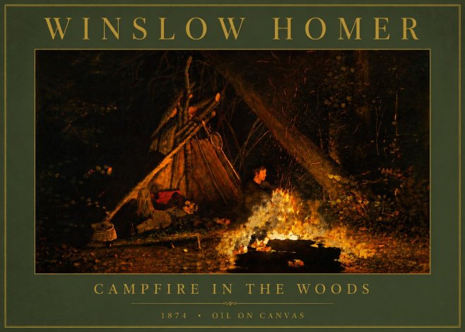 Winslow Homer Campfire in the Woods No6 - Poster