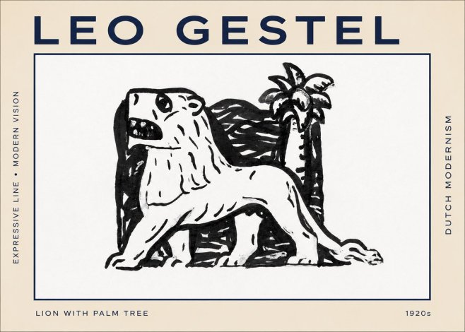 Leo Gestel Lion with Palm Tree No2 - Poster