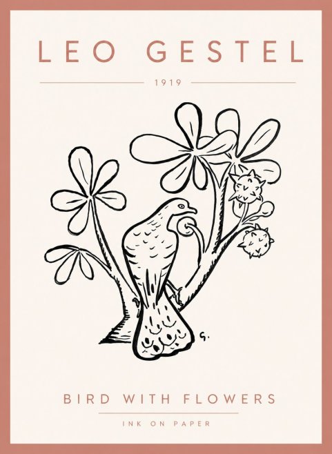 Leo Gestel Bird with Flowers No5 - Poster